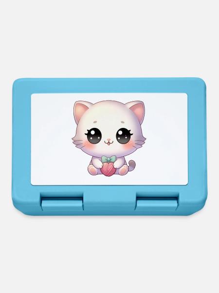 Kawaii Chibi Katze - Brotdose - Saphirblau