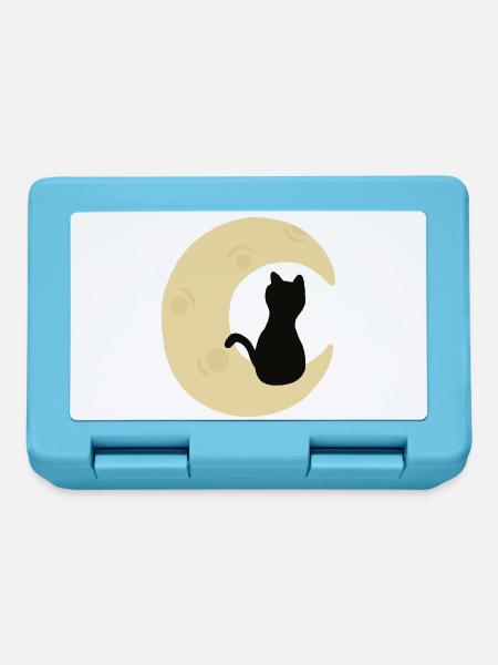 Mondbeschienene Katzensilhouette - Brotdose - Saphirblau