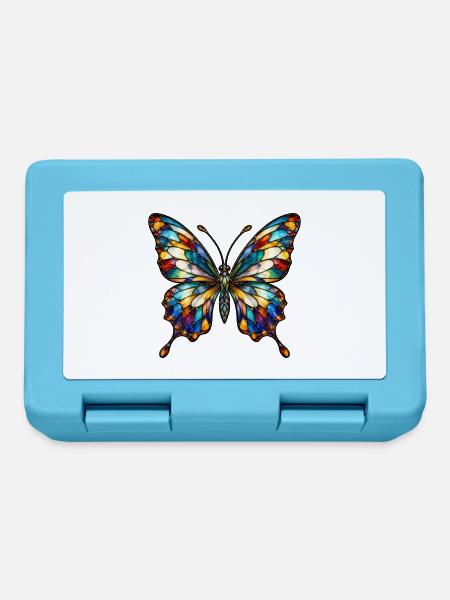 Buntglas-Schmetterling - Brotdose - Saphirblau