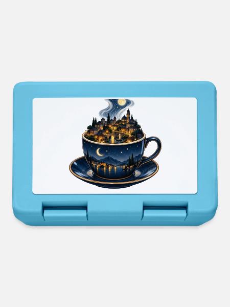 Mondbeschienene Stadtlandschaft Teetasse - Brotdose - Saphirblau
