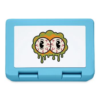 Retro-Cartoon-Augen mit unheimlichem, tropfendem Schleim - Brotdose - Saphirblau - Vorne