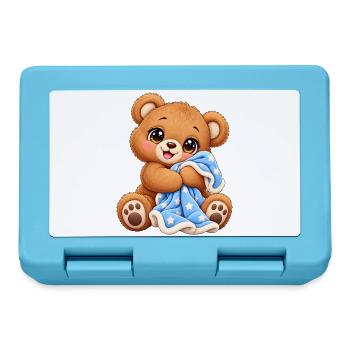 Teddybär mit Kawaii-Decke - Brotdose - Saphirblau - Vorne