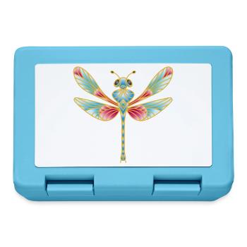 Magische Libelle im Buntglas-Stil - Brotdose - Saphirblau - Vorne