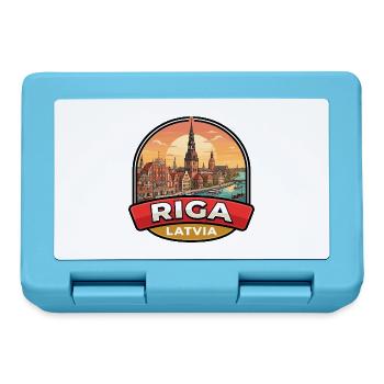 Riga Lettland Reiseabzeichen Haus der Schwarzkopf-Geschenk - Brotdose - Saphirblau - Vorne