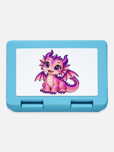 Kawaii Pink Dragon - Brotdose - Saphirblau