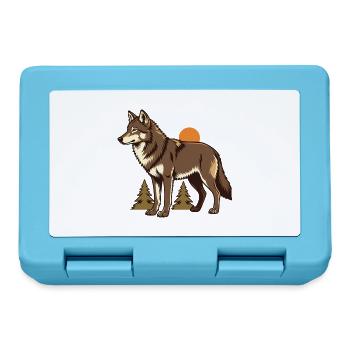 Wolf zwischen Herbsttannen - Brotdose - Saphirblau - Vorne