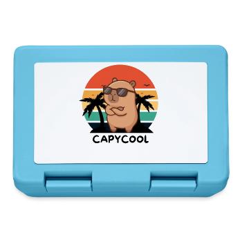 Capycool – Cooles Capybara im Retro Sunset - Brotdose - Saphirblau - Vorne