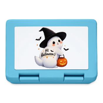 Süßes Halloween-Kaninchen mit Hexenhut - Brotdose - Saphirblau - Vorne