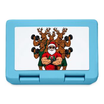 Weihnachts-Fitness Outfit / funny Nikolaus Rentier - Brotdose - Saphirblau - Vorne