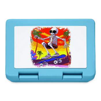 Skelett Skateboarder - Totenkopf - Brotdose - Saphirblau - Vorne