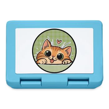 Orange Cat cute - Katze mit Kulleraugen - Brotdose - Saphirblau - Vorne
