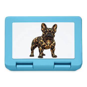Französische Bulldogge – Goldener Art Deco Hund - Brotdose - Saphirblau - Vorne