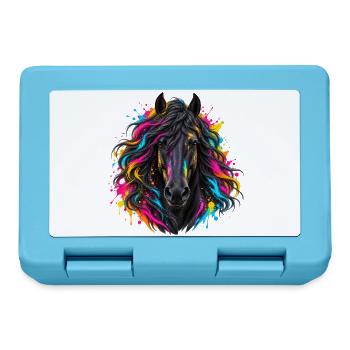 Pferd – Farbenfrohes Neon Kunstporträt - Brotdose - Saphirblau - Vorne