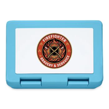 Feuerwehrmann Malteserkreuz mit gekreuzten Axtabzeichen Geschenk - Brotdose - Saphirblau - Vorne
