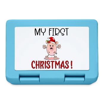 Erste Weihnachten, Ferkelbaby, Englisch - Brotdose - Saphirblau - Vorne