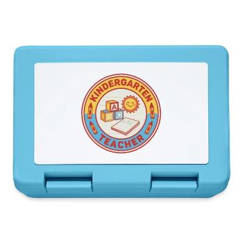Vintage Kindergartenlehrerin ABC Blocks Sonnenabzeichen - Brotdose - Saphirblau - Vorne