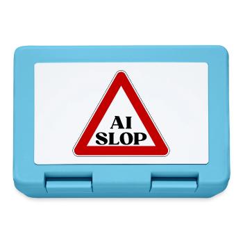 AI SLOP WARNSCHILD ACHTUNG KI MÜLL LUSTIGER SPRUCH - Brotdose - Saphirblau - Vorne