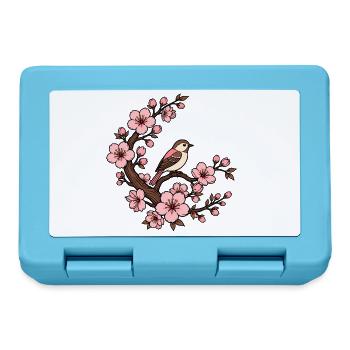 Kirschblüte Vogel Sakura Japan Natur Vektor Shirt - Brotdose - Saphirblau - Vorne