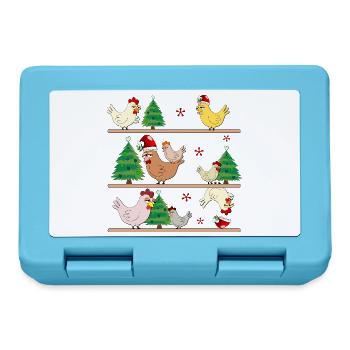 Weihnachten Hühnerstall Hühner - Brotdose - Saphirblau - Vorne
