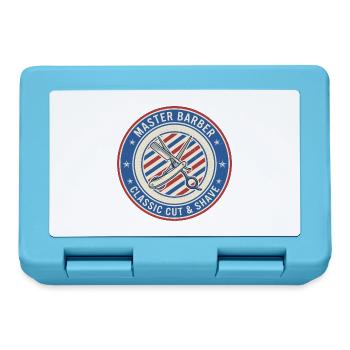 Master Barber Straight Razor Shears Badge Geschenk - Brotdose - Saphirblau - Vorne