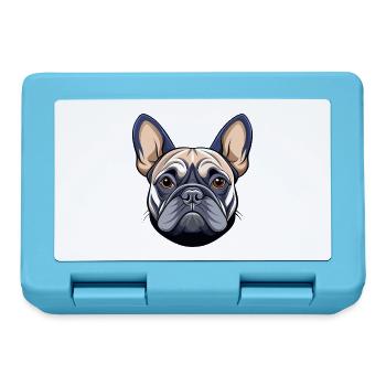 Französischer Bulldoggenkopf - Brotdose - Saphirblau - Vorne