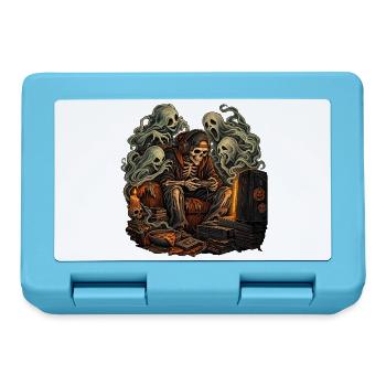 Gruseliger Gamer Skelett Halloween - Brotdose - Saphirblau - Vorne