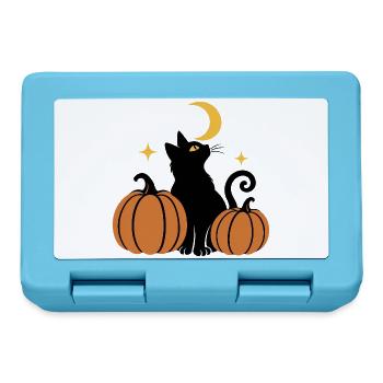 Luna-Katze und Kürbisnacht - Brotdose - Saphirblau - Vorne