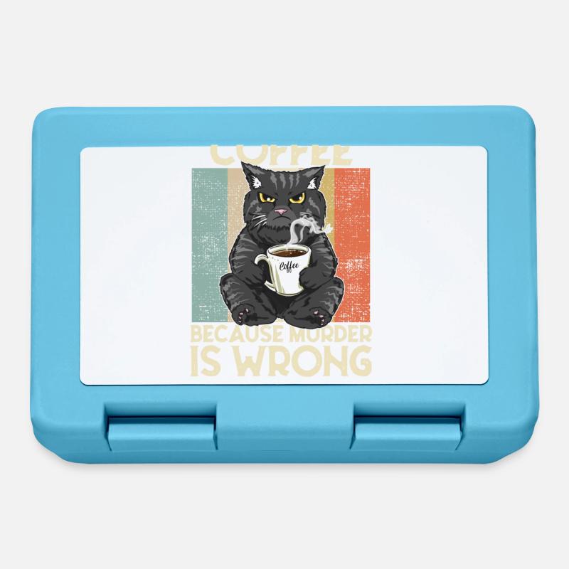 Coffee because Murder is wrong Kaffee Katze retro - Brotdose - Saphirblau