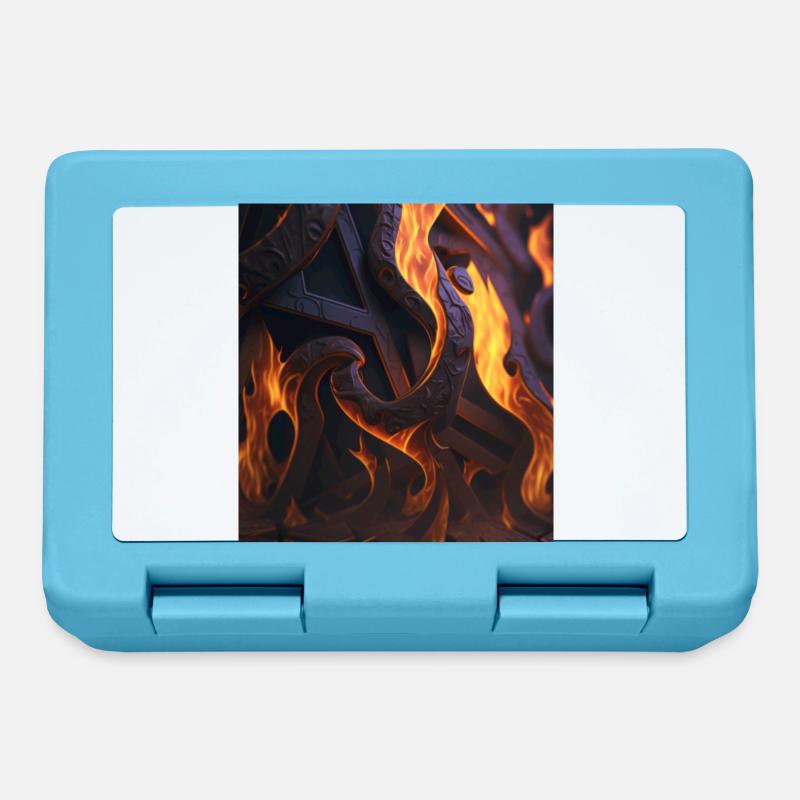 Fire Pattern, Epic, Deco, Si-Fi, orange, black - Lunchbox - sapphire blue