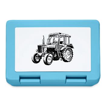 Belarus Traktor Landwirt Geschenk Stall - Brotdose - Saphirblau - Vorne