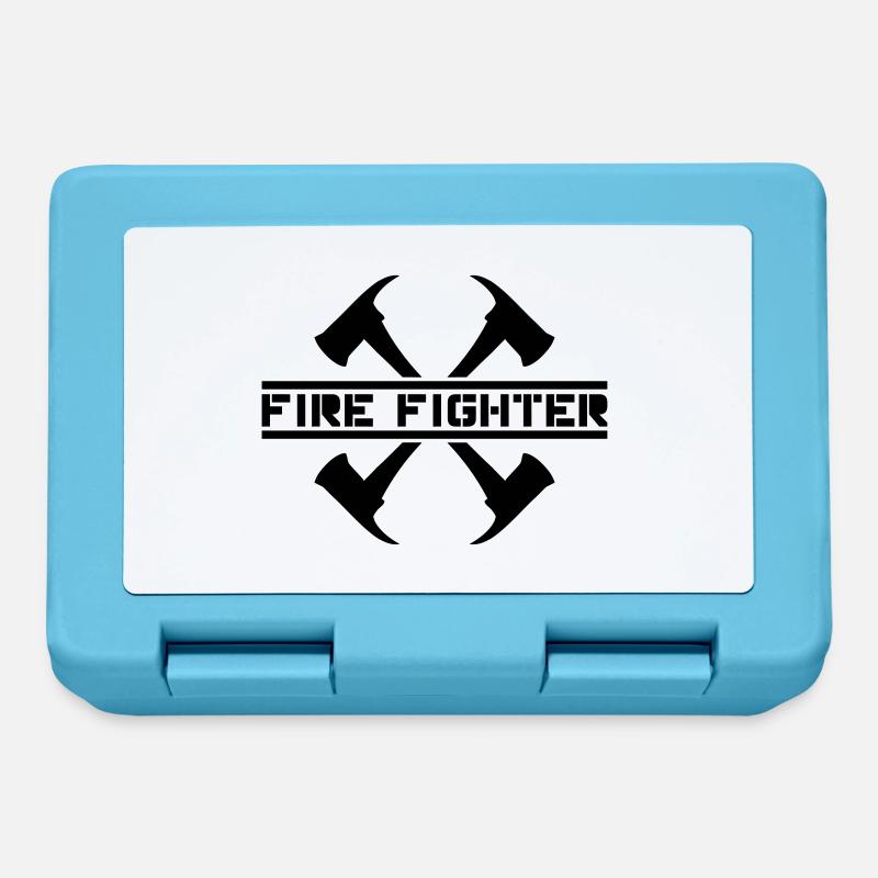 2 Feuerwehr Äxte Firefighter - Brotdose - Saphirblau