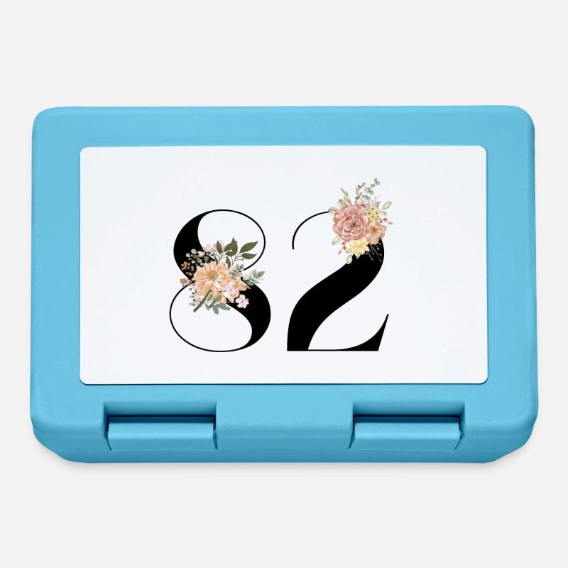 82e anniversaire fleuris (Cadeau de 82 ans) - Boîte à goûter - bleu saphir