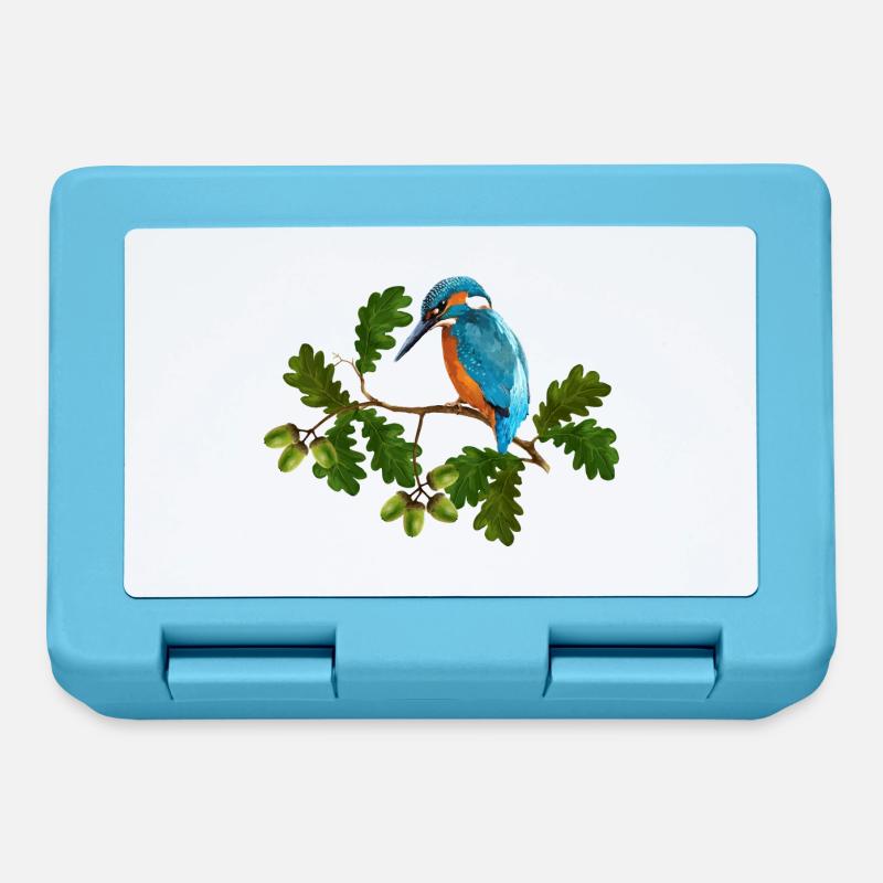 Bunter Vogel - Brotdose - Saphirblau