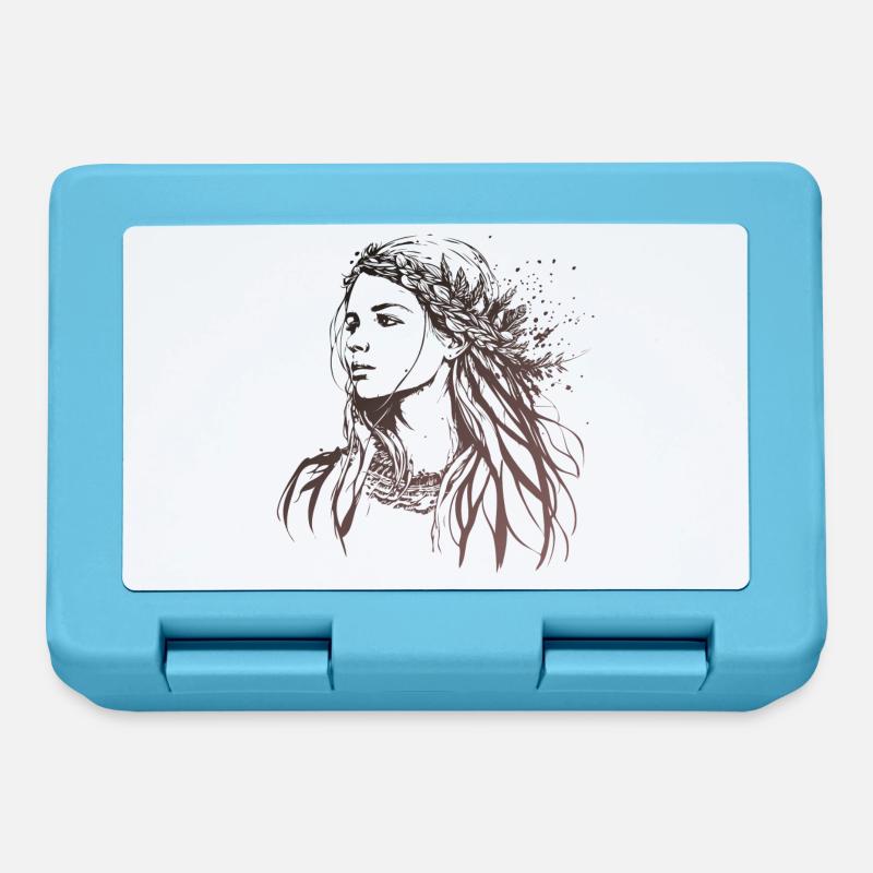 Frau Portrait Boho Style - Brotdose - Saphirblau