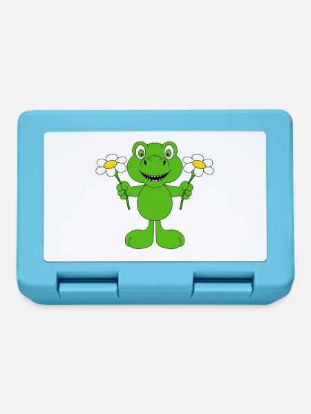 BLUMEN - DINO - DINOSAURIER - KINDER - BABYS - Brotdose - Saphirblau
