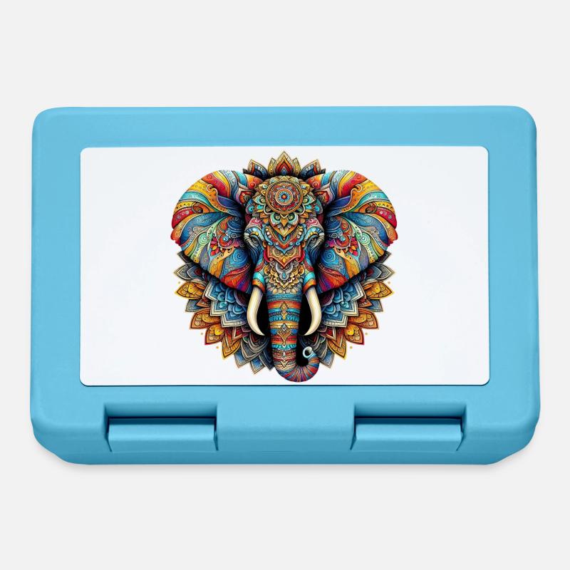 Elefant mit Mandalas verziert - Brotdose - Saphirblau