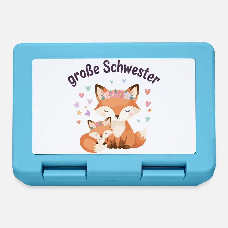 Große Schwester Fuchs mit Blumenkranz - Brotdose - Saphirblau