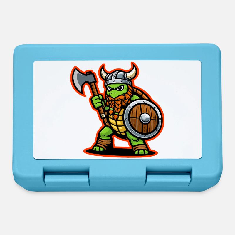 Viking Turtle Warrior Axe Shield Mascot - Lunchbox - sapphire blue