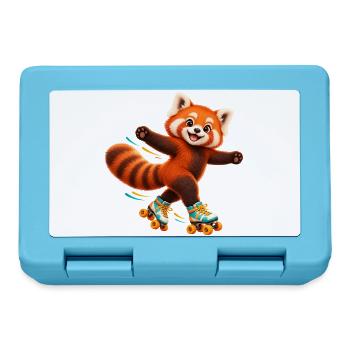 Rollschuhlaufender Red Panda - Brotdose - Saphirblau - Vorne