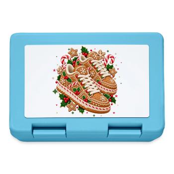 Weihnachtliche Lebkuchen-Sneaker mit Zuckerstangen - Brotdose - Saphirblau - Vorne