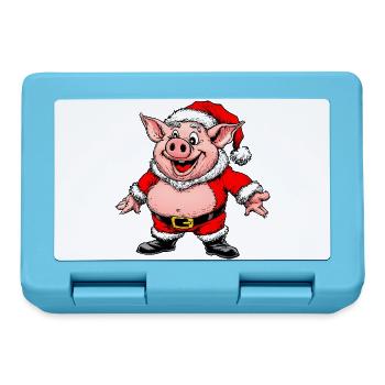 Schweinchen Weihnachten Sau - Brotdose - Saphirblau - Vorne