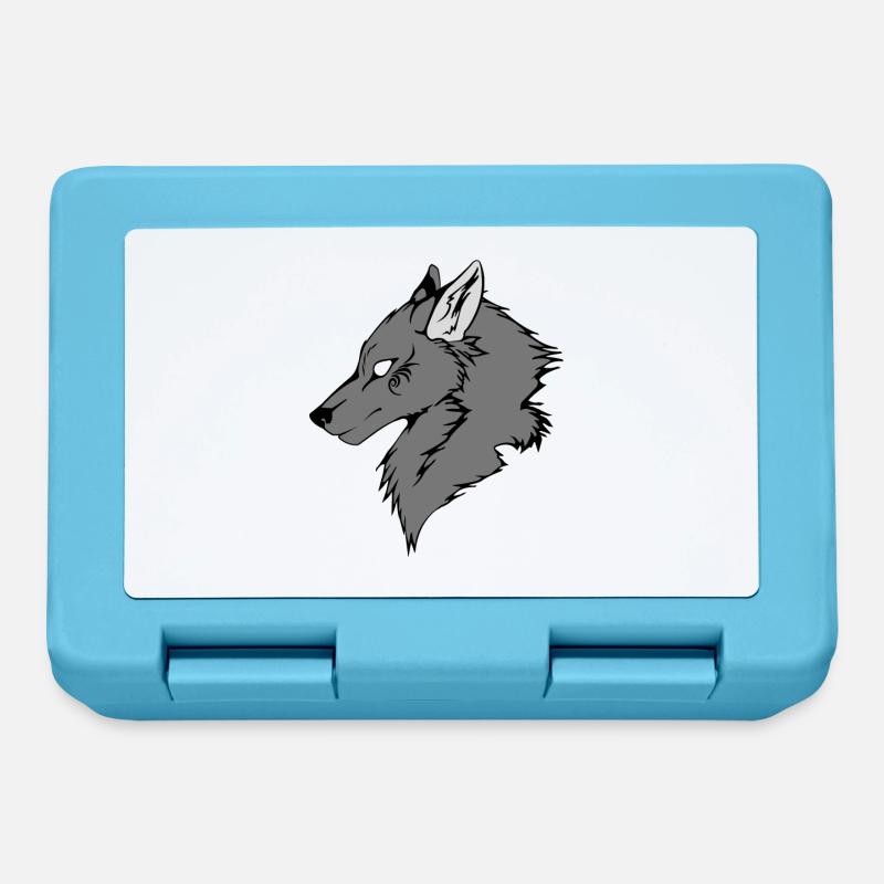 Grauer Wolf - Brotdose - Saphirblau