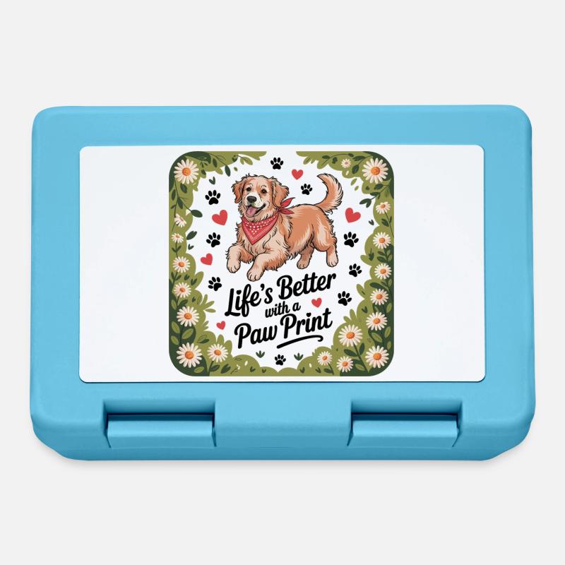 La vie est meilleure avec une empreinte de patte - Boîte à goûter - bleu saphir
