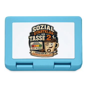 Sozial Startklar Ab Tasse 2 Kaffee Motiv - Brotdose - Saphirblau - Vorne