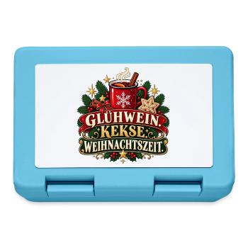 Glühwein Kekse Weihnachtszeit – Winterdesign - Brotdose - Saphirblau - Vorne
