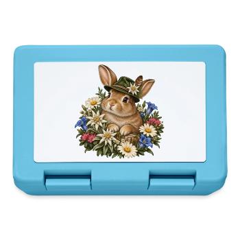 Alpenhase mit Trachtenhut & Edelweiß - Brotdose - Saphirblau - Vorne
