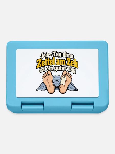 Zettel am Zeh – Schwarzer Humor - Brotdose - Saphirblau