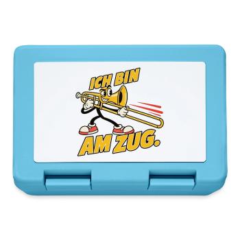 Ich bin am Zug – Lustiges Posaunen-Maskottchen - Brotdose - Saphirblau - Vorne