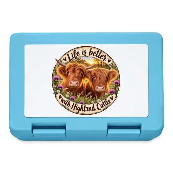 Life is better with Highland Cattle Rindermotiv - Brotdose - Saphirblau - Vorne