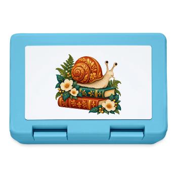 Goldene Schnecke auf verzierten Büchern - Brotdose - Saphirblau - Vorne